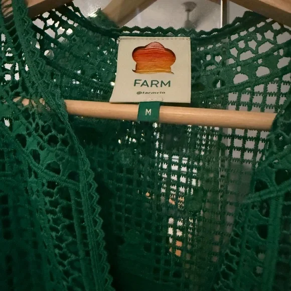 Farm Rio Morada Boa Guipure Lace Maxi Dress Green M - Picture 2 of 3